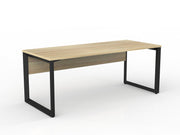 Anvil Straight Desk with Modesty 1800mm x 750mm Natural Oak Black Powdercoat