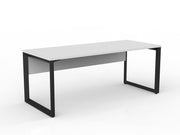 Anvil Straight Desk with Modesty 1800mm x 750mm White Black Powdercoat