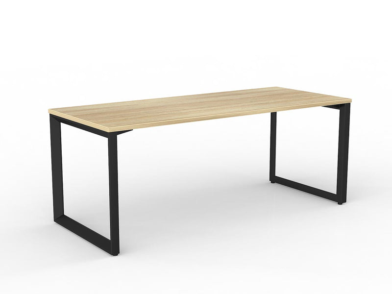 Anvil Straight Desk 1800mm x 600mm Natural Oak Black Powdercoat
