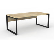 Anvil Straight Desk with Modesty 1800mm x 900mm Natural Oak Black Powdercoat