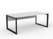 Anvil Straight Desk with Modesty 1800mm x 900mm White Black Powdercoat