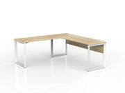 Anvil Desk with Return and Modesty 1800mm x 600 1200mm x 600mm Natural Oak White Left Hand