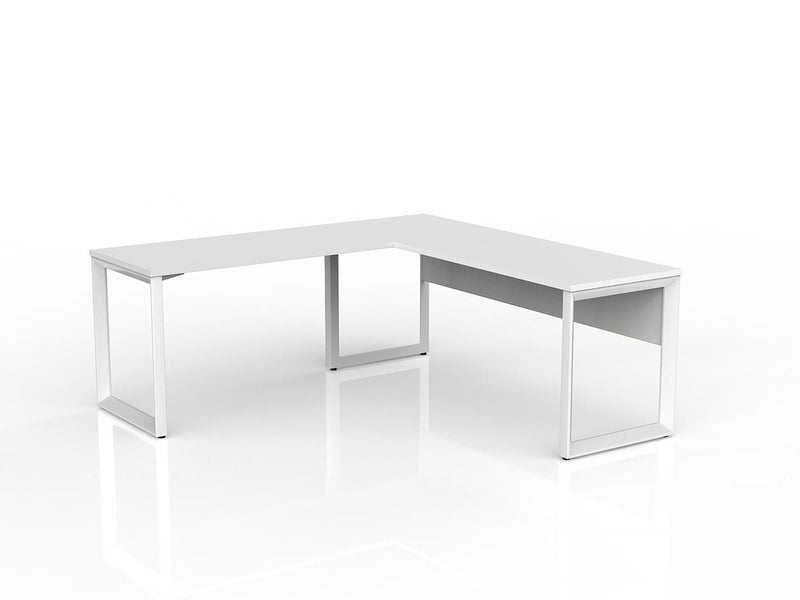 Anvil Desk with Return and Modesty 1800mm x 600 1200mm x 600mm White White Left Hand