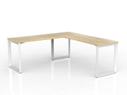 Anvil Desk with Return 1800mm x 600 1200mm x 600mm Natural Oak White Left Hand