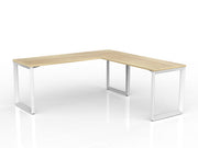 Anvil Desk with Return 1800mm x 600 1200mm x 600mm Natural Oak White Right Hand