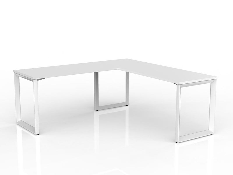 Anvil Desk with Return 1800mm x 600 1200mm x 600mm White White Left Hand