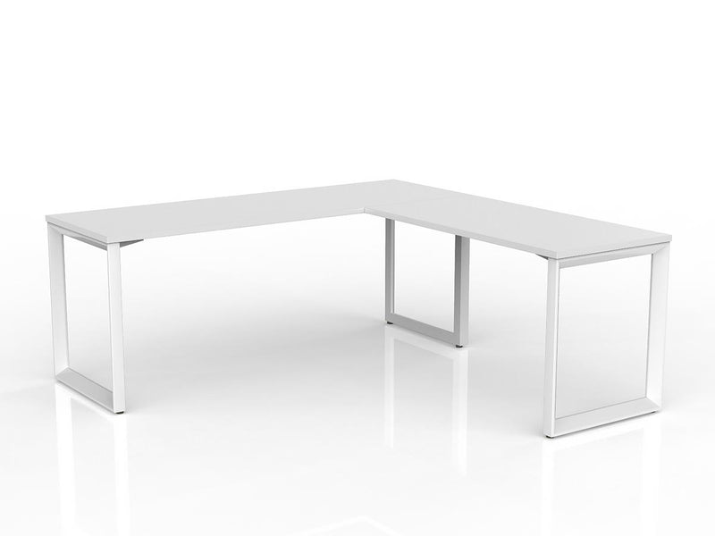 Anvil Desk with Return 1800mm x 600 1200mm x 600mm White White Right Hand