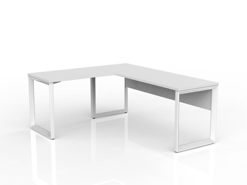 Anvil Desk with Return and Modesty 1800mm x 600 900mm x 600mm White White Left Hand