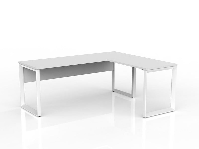 Anvil Desk with Return and Modesty 1800mm x 600 900mm x 600mm White White Right Hand