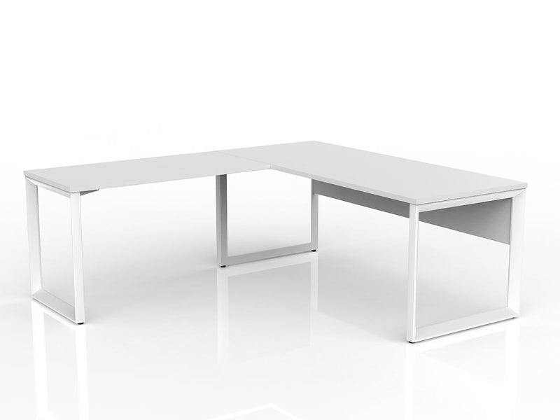 Anvil Desk with Return and Modesty 1800mm x 750 1200mm x 600mm White White Left Hand