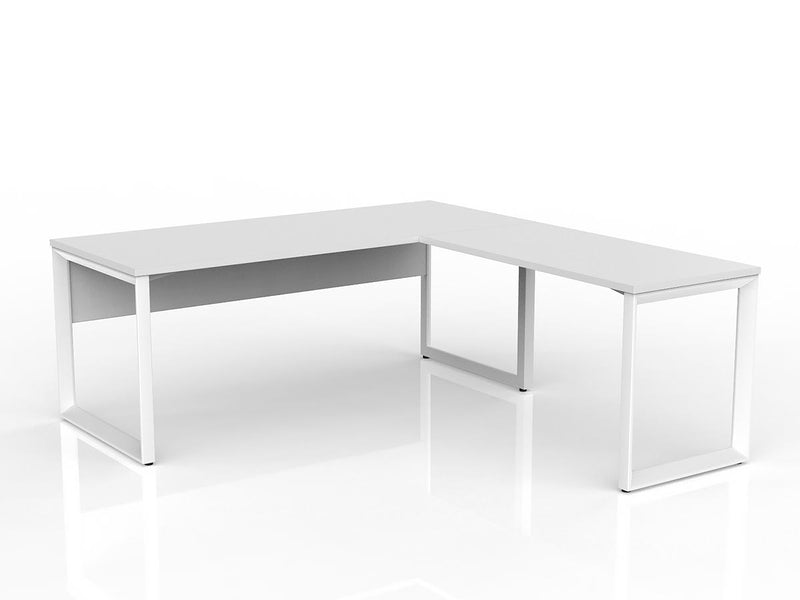 Anvil Desk with Return and Modesty 1800mm x 750 1200mm x 600mm White White Right Hand