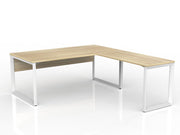 Anvil Desk with Return and Modesty 1800mm x 900 1200mm x 600mm Natural Oak White Right Hand