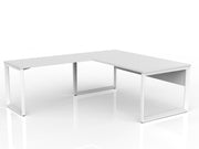 Anvil Desk with Return and Modesty 1800mm x 900 1200mm x 600mm White White Left Hand