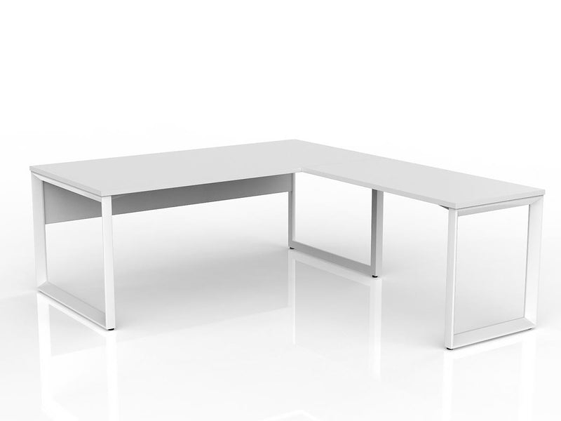 Anvil Desk with Return and Modesty 1800mm x 900 1200mm x 600mm White White Right Hand