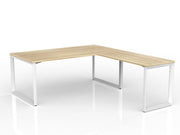 Anvil Desk with Return 1800mm x 900 1200mm x 600mm Natural Oak White Right Hand