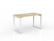 Anvil Straight Desk 1200mm x 600mm Natural Oak White Powdercoat