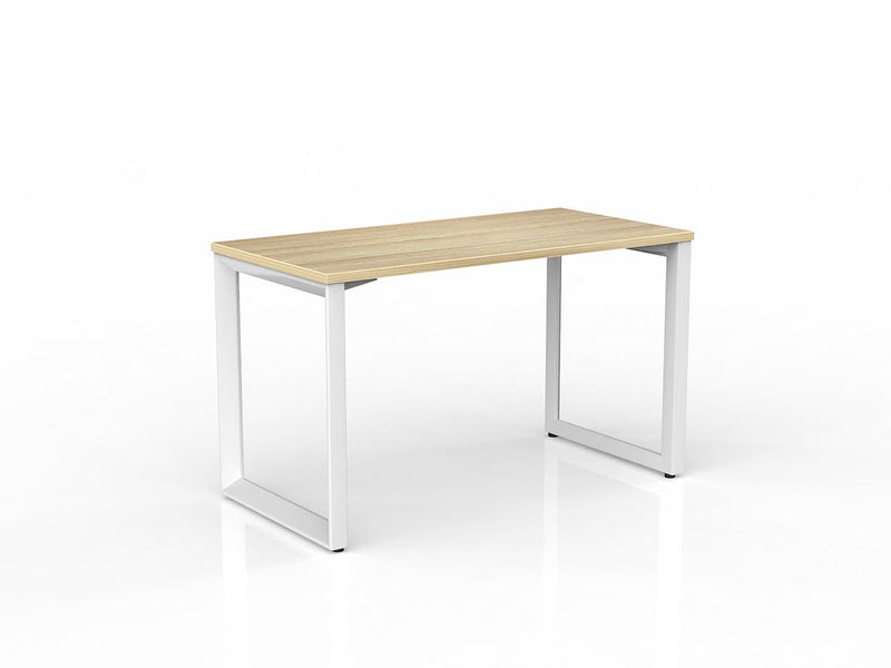 Anvil Straight Desk 1200mm x 600mm Natural Oak White Powdercoat