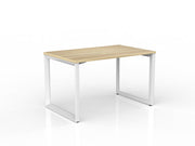 Anvil Straight Desk 1200mm x 750mm Natural Oak White Powdercoat