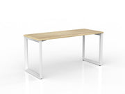 Anvil Straight Desk 1500mm x 600mm Natural Oak White Powdercoat