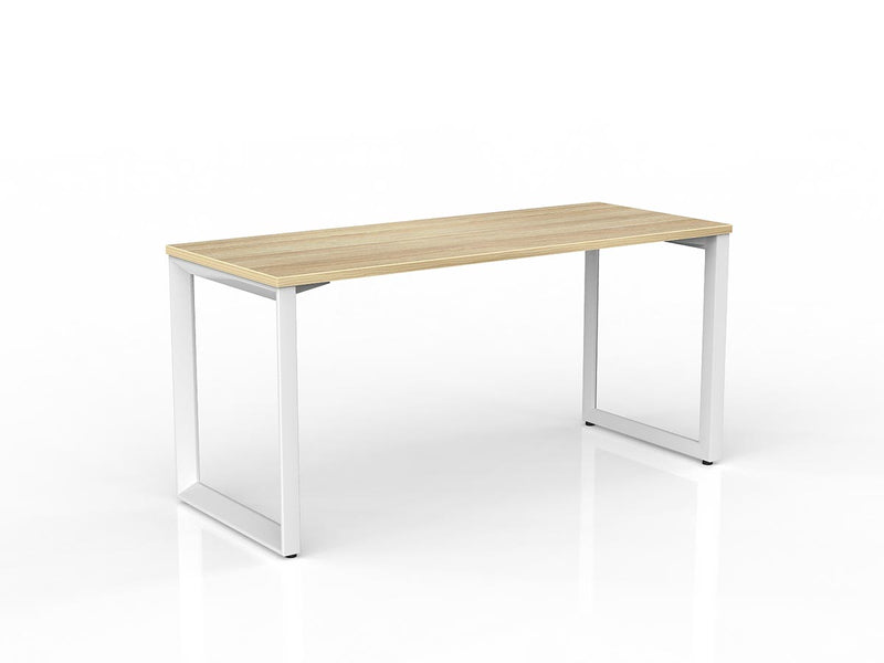 Anvil Straight Desk 1500mm x 600mm Natural Oak White Powdercoat