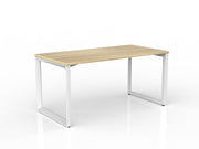 Anvil Straight Desk 1500mm x 750mm Natural Oak White Powdercoat