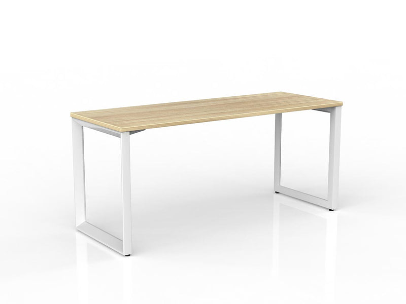 Anvil Straight Desk 1600mm x 600mm Natural Oak White Powdercoat