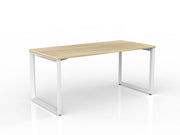 Anvil Straight Desk 1600mm x 750mm Natural Oak White Powdercoat