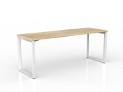 Anvil Straight Desk 1600mm x 800mm Natural Oak White Powdercoat