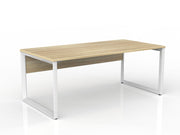 Anvil Straight Desk with Modesty 1800mm x 900mm Natural Oak White Powdercoat