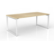 Anvil Straight Desk 1800mm x 750mm Natural Oak White Powdercoat