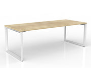 Anvil Straight Desk 1800mm x 800mm Natural Oak White Powdercoat