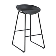 Rapidline Aries Modern Plastic Bar Stool With Black Powder Coated Frame Black