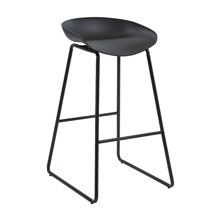 Rapidline Aries Modern Plastic Bar Stool With Black Powder Coated Frame Black