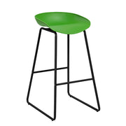 Rapidline Aries Modern Plastic Bar Stool With Black Powder Coated Frame Green