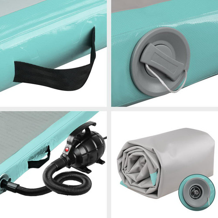Everfit Gofun Inflatable Air Track Mat With Pump Tumbling Gymnastics Green