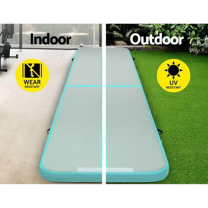 Everfit GoFun Inflatable Air Track Mat Tumbling Floor Home Gymnastics Green