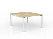 Axis 2-User Double Sided Workspace 1200mmX600mm Natural Oak White Powdercoat