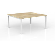 Axis 2-User Double Sided Workspace 1500mmX600mm Natural Oak White Powdercoat