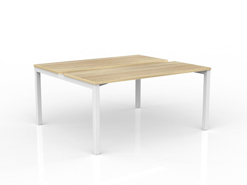 Axis 2-User Double Sided Workspace 1500mmX600mm Natural Oak White Powdercoat