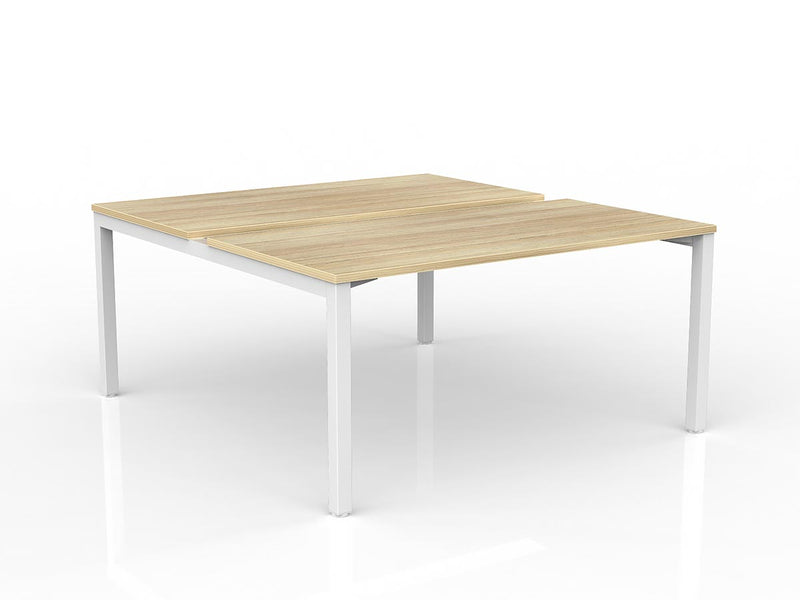 Axis 2-User Double Sided Workspace 1500mmX750mm Natural Oak White Powdercoat