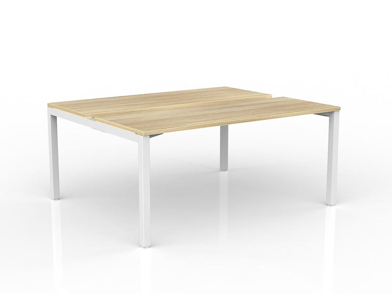 Axis 2-User Double Sided Workspace 1600mmX600mm Natural Oak White Powdercoat
