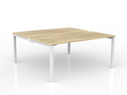 Axis 2-User Double Sided Workspace 1600mmX750mm Natural Oak White Powdercoat