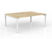 Axis 2-User Double Sided Workspace 1800mmX600mm Natural Oak White Powdercoat