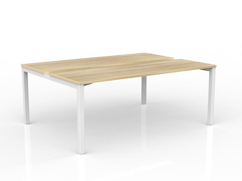 Axis 2-User Double Sided Workspace 1800mmX600mm Natural Oak White Powdercoat