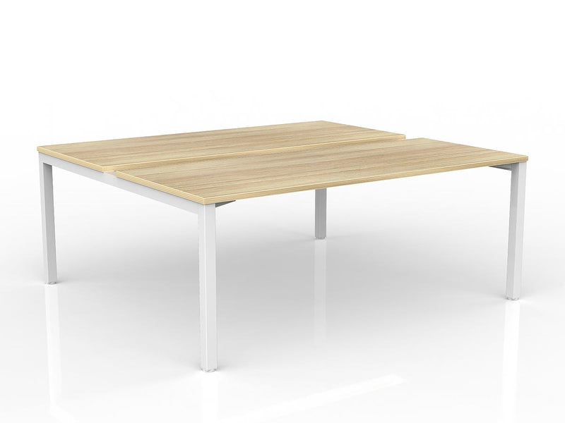 Axis 2-User Double Sided Workspace 1800mmX750mm Natural Oak White Powdercoat