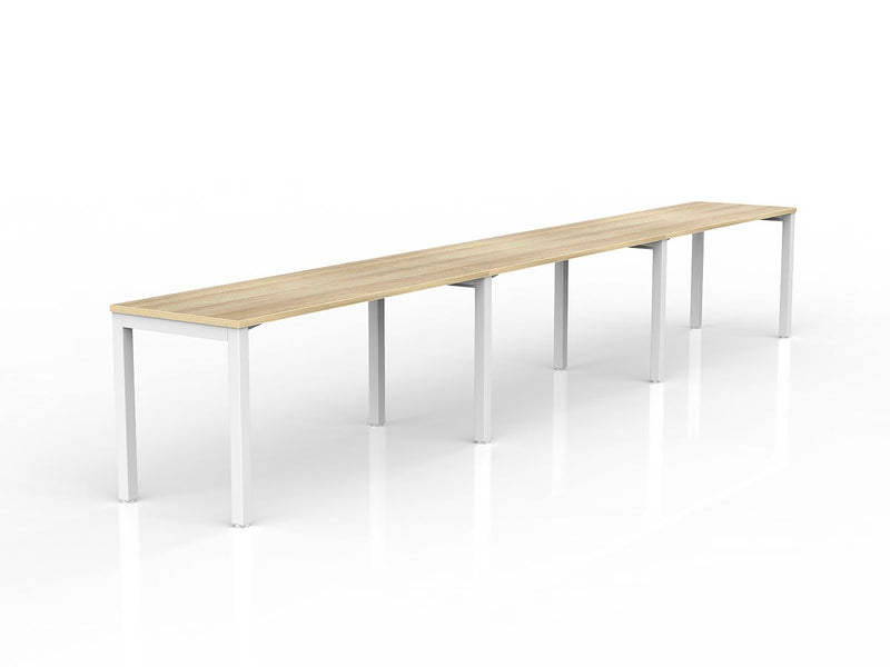 Axis 3-User Workspace 1500mmX600mm Natural Oak White Powdercoat