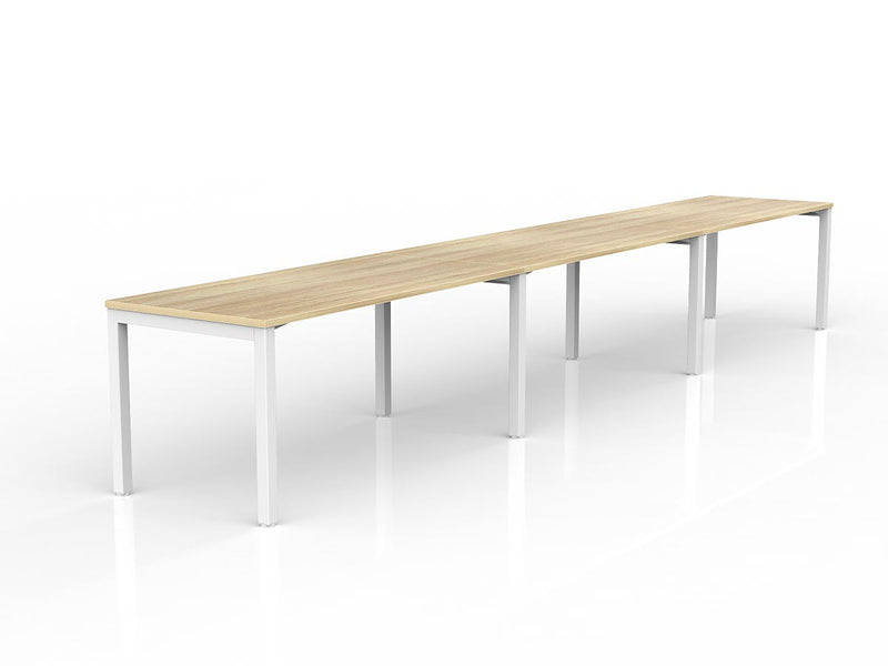 Axis 3-User Workspace 1600mmX750mm Natural Oak White Powdercoat