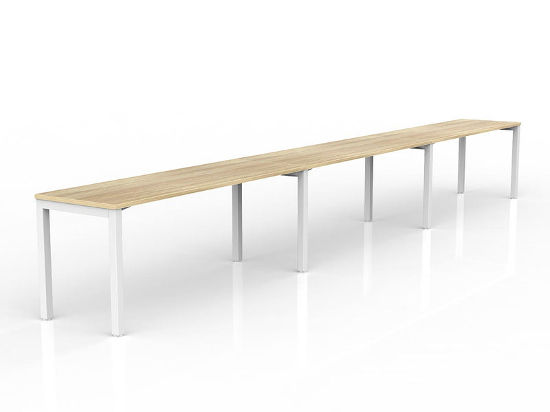 Axis 3-User Workspace 1800mmX600mm Natural Oak White Powdercoat