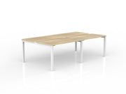Axis 4-User Double Sided Workspace 1200mmX600mm Natural Oak White Powdercoat