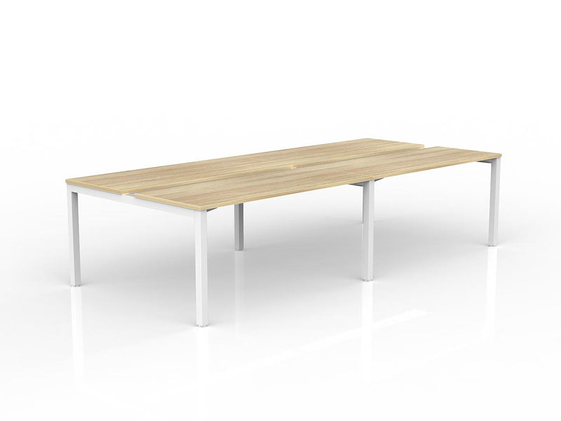 Axis 4-User Double Sided Workspace 1500mmX600mm Natural Oak White Powdercoat
